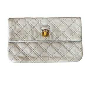 Marc Jacobs Quilted‎ Leather Envelope Clutch Beige Cream